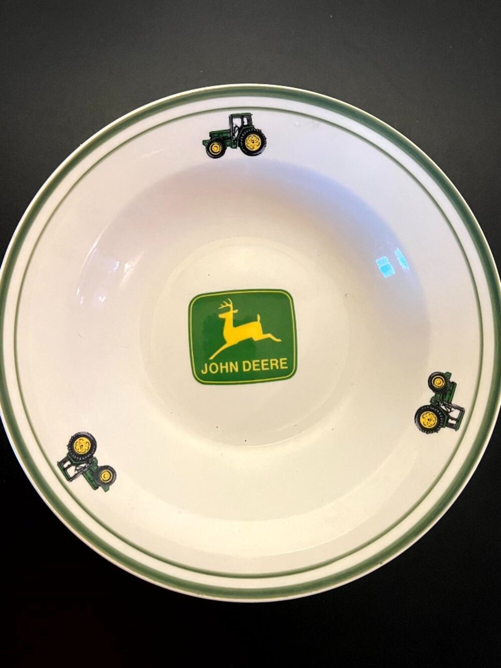 Vintage Gibson JOHN DEERE Tractor Logo Ceramic 9" Rimmed Soup Salad Bowl
